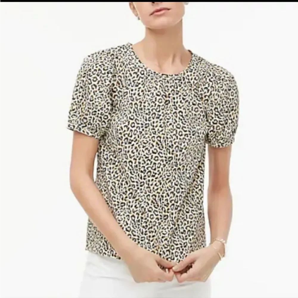 J CREW Puff Sleeve Leopard Top - Picture 2 of 7
